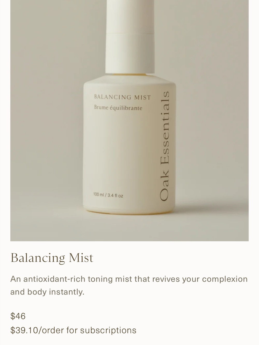 Essentials Balancing Mist — Cream Bottle